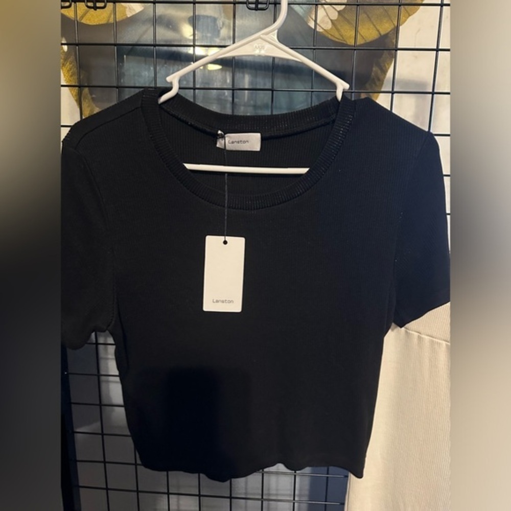 Lanston nwt ribbed cotton spandex poly blend. Revolve brand semi crop top